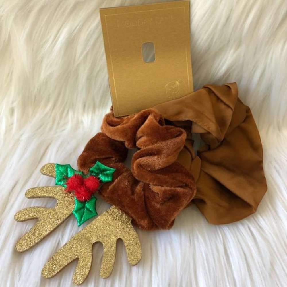 Holiday Lane Reindeer Themed Scrunchies